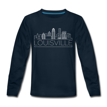 Louisville, Kentucky Youth Long Sleeve Shirt - Skyline Youth Long Sleeve Louisville Tee - deep navy