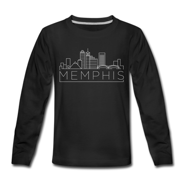 Memphis, Tennessee Youth Long Sleeve Shirt - Skyline Youth Long Sleeve Memphis Tee - black