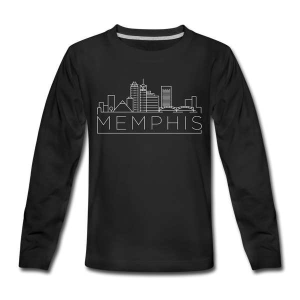 Memphis, Tennessee Youth Long Sleeve Shirt - Skyline Youth Long Sleeve Memphis Tee - black