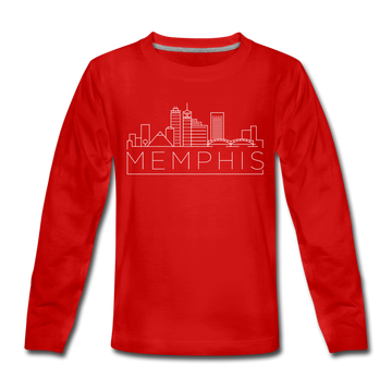 Memphis, Tennessee Youth Long Sleeve Shirt - Skyline Youth Long Sleeve Memphis Tee - red