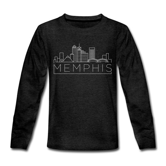 Memphis, Tennessee Youth Long Sleeve Shirt - Skyline Youth Long Sleeve Memphis Tee - charcoal gray