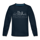 Memphis, Tennessee Youth Long Sleeve Shirt - Skyline Youth Long Sleeve Memphis Tee - deep navy
