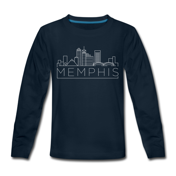 Memphis, Tennessee Youth Long Sleeve Shirt - Skyline Youth Long Sleeve Memphis Tee - deep navy