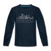 Minneapolis, Minnesota Youth Long Sleeve Shirt - Skyline Youth Long Sleeve Minneapolis Tee - deep navy
