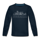 Minneapolis, Minnesota Youth Long Sleeve Shirt - Skyline Youth Long Sleeve Minneapolis Tee - deep navy