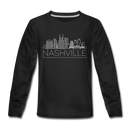 Nashville, Tennessee Youth Long Sleeve Shirt - Skyline Youth Long Sleeve Nashville Tee - black