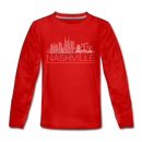 Nashville, Tennessee Youth Long Sleeve Shirt - Skyline Youth Long Sleeve Nashville Tee - red