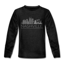 Nashville, Tennessee Youth Long Sleeve Shirt - Skyline Youth Long Sleeve Nashville Tee - charcoal gray