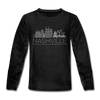 Nashville, Tennessee Youth Long Sleeve Shirt - Skyline Youth Long Sleeve Nashville Tee - charcoal gray