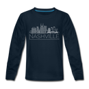Nashville, Tennessee Youth Long Sleeve Shirt - Skyline Youth Long Sleeve Nashville Tee - deep navy