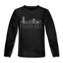 Milwaukee, Wisconsin Youth Long Sleeve Shirt - Skyline Youth Long Sleeve Milwaukee Tee - charcoal gray