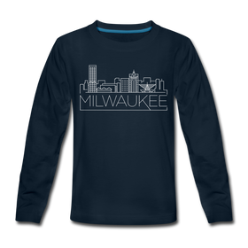 Milwaukee, Wisconsin Youth Long Sleeve Shirt - Skyline Youth Long Sleeve Milwaukee Tee