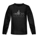 Omaha, Nebraska Youth Long Sleeve Shirt - Skyline Youth Long Sleeve Omaha Tee - charcoal gray