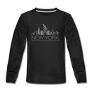 New York Youth Long Sleeve Shirt - Skyline Youth Long Sleeve New York Tee - black