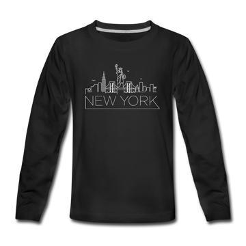 New York Youth Long Sleeve Shirt - Skyline Youth Long Sleeve New York Tee - black