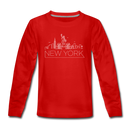 New York Youth Long Sleeve Shirt - Skyline Youth Long Sleeve New York Tee - red