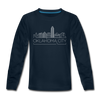 Oklahoma City, Oklahoma Youth Long Sleeve Shirt - Skyline Youth Long Sleeve Oklahoma City Tee - deep navy