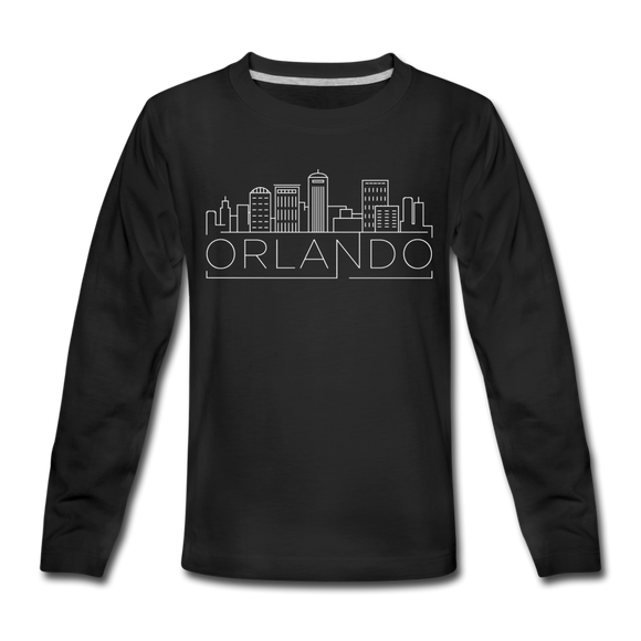 Orlando, Florida Youth Long Sleeve Shirt - Skyline Youth Long Sleeve Orlando Tee - black