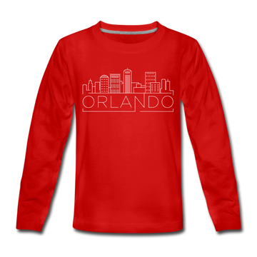 Orlando, Florida Youth Long Sleeve Shirt - Skyline Youth Long Sleeve Orlando Tee - red