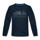 Orlando, Florida Youth Long Sleeve Shirt - Skyline Youth Long Sleeve Orlando Tee - deep navy