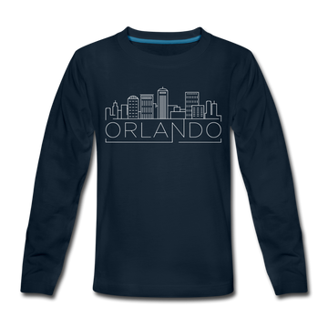 Orlando, Florida Youth Long Sleeve Shirt - Skyline Youth Long Sleeve Orlando Tee - deep navy