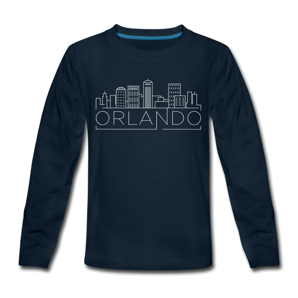 Orlando, Florida Youth Long Sleeve Shirt - Skyline Youth Long Sleeve Orlando Tee - deep navy