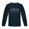 Sacramento, California Youth Long Sleeve Shirt - Skyline Youth Long Sleeve Sacramento Tee - deep navy