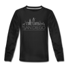 San Diego, California Youth Long Sleeve Shirt - Skyline Youth Long Sleeve San Diego Tee - black