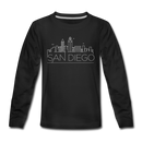 San Diego, California Youth Long Sleeve Shirt - Skyline Youth Long Sleeve San Diego Tee - black