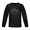 San Diego, California Youth Long Sleeve Shirt - Skyline Youth Long Sleeve San Diego Tee - charcoal gray