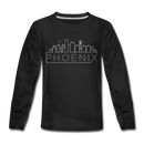 Phoenix, Arizona Youth Long Sleeve Shirt - Skyline Youth Long Sleeve Phoenix Tee - black