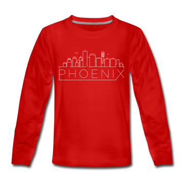 Phoenix, Arizona Youth Long Sleeve Shirt - Skyline Youth Long Sleeve Phoenix Tee - red