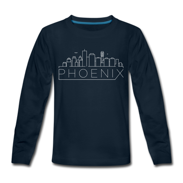 Phoenix, Arizona Youth Long Sleeve Shirt - Skyline Youth Long Sleeve Phoenix Tee - deep navy