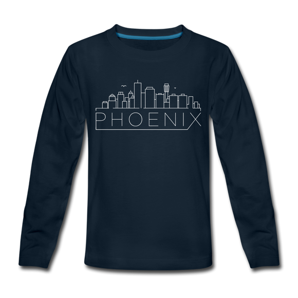 Phoenix, Arizona Youth Long Sleeve Shirt - Skyline Youth Long Sleeve Phoenix Tee - deep navy