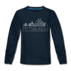 Pittsburgh, Pennsylvania Youth Long Sleeve Shirt - Skyline Youth Long Sleeve Pittsburgh Tee - deep navy