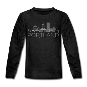Portland, Oregon Youth Long Sleeve Shirt - Skyline Youth Long Sleeve Portland Tee
