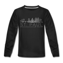 Saint Paul, Minnesota Youth Long Sleeve Shirt - Skyline Youth Long Sleeve Saint Paul Tee - black