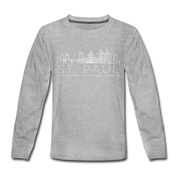 Saint Paul, Minnesota Youth Long Sleeve Shirt - Skyline Youth Long Sleeve Saint Paul Tee - heather gray