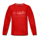 Saint Paul, Minnesota Youth Long Sleeve Shirt - Skyline Youth Long Sleeve Saint Paul Tee - red