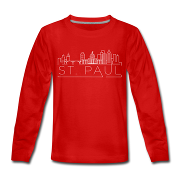 Saint Paul, Minnesota Youth Long Sleeve Shirt - Skyline Youth Long Sleeve Saint Paul Tee - red