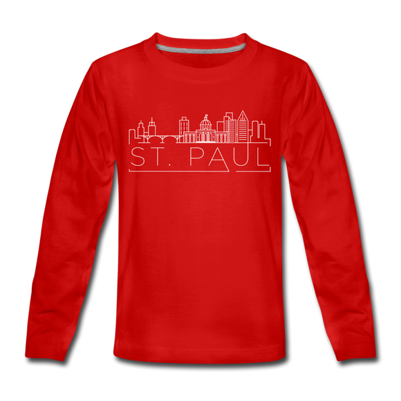 Saint Paul, Minnesota Youth Long Sleeve Shirt - Skyline Youth Long Sleeve Saint Paul Tee - red