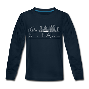 Saint Paul, Minnesota Youth Long Sleeve Shirt - Skyline Youth Long Sleeve Saint Paul Tee - deep navy