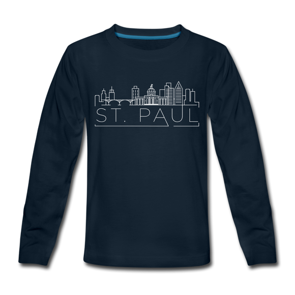 Saint Paul, Minnesota Youth Long Sleeve Shirt - Skyline Youth Long Sleeve Saint Paul Tee - deep navy