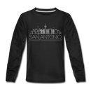 San Antonio, Texas Youth Long Sleeve Shirt - Skyline Youth Long Sleeve San Antonio Tee - black