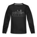 Raleigh, North Carolina Youth Long Sleeve Shirt - Skyline Youth Long Sleeve Raleigh Tee - black