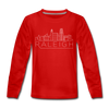 Raleigh, North Carolina Youth Long Sleeve Shirt - Skyline Youth Long Sleeve Raleigh Tee - red