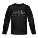 Raleigh, North Carolina Youth Long Sleeve Shirt - Skyline Youth Long Sleeve Raleigh Tee - charcoal gray