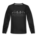 San Francisco, California Youth Long Sleeve Shirt - Skyline Youth Long Sleeve San Francisco Tee - black