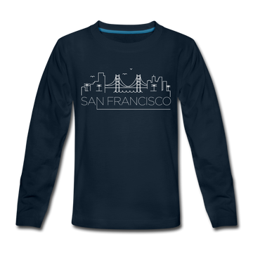 San Francisco, California Youth Long Sleeve Shirt - Skyline Youth Long Sleeve San Francisco Tee - deep navy