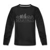 Sioux Falls, South Dakota Youth Long Sleeve Shirt - Skyline Youth Long Sleeve Sioux Falls Tee - black
